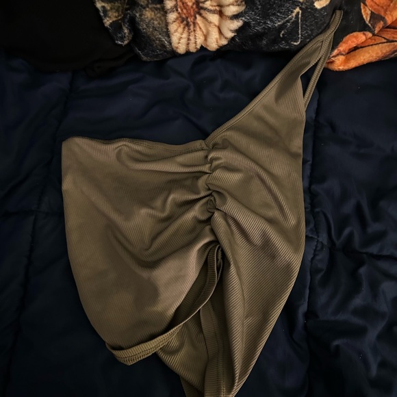 Olive Green Ribbed Bodysuit - Picture 2 of 2